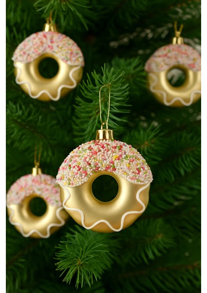3'lü Donut Yılbaşı Ağaç Süsü | Renkli Tatlı Tasarım | 8 cm | Dekoratif Yılbaşı Ağacı Süsü fırsatları