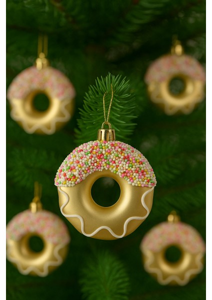 3'lü Donut Yılbaşı Ağaç Süsü | Renkli Tatlı Tasarım | 8 cm | Dekoratif Yılbaşı Ağacı Süsü indirimleri