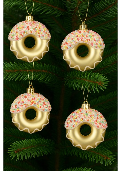 3'lü Donut Yılbaşı Ağaç Süsü | Renkli Tatlı Tasarım | 8 cm | Dekoratif Yılbaşı Ağacı Süsü