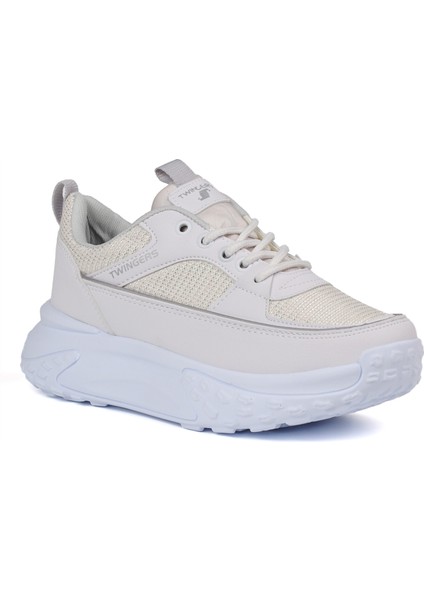 Kadın Kalın Tabanlı Beyaz Parlak Sneaker Spor Ayakkabı – Rahat, Şık ve Günlük Kullanıma Uygun modelleri