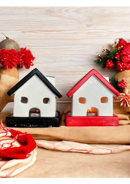, Yılbaşı 2li Ev Mumluk, Beton Mumluk Seti, Dekoratif Ev, Tütsülük, Yılbaşı Hediyelik3 fiyatları