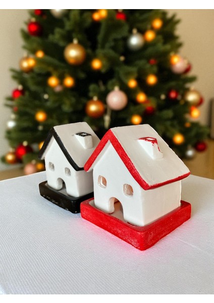 , Yılbaşı 2li Ev Mumluk, Beton Mumluk Seti, Dekoratif Ev, Tütsülük, Yılbaşı Hediyelik3 fırsatları