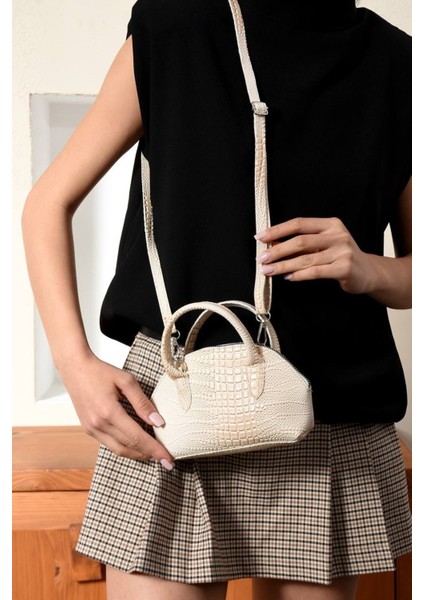 Lüks Mini Iguana Deri Baskılı El ve Omuz Çantası fiyatları