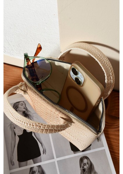 Lüks Mini Iguana Deri Baskılı El ve Omuz Çantası fırsatları