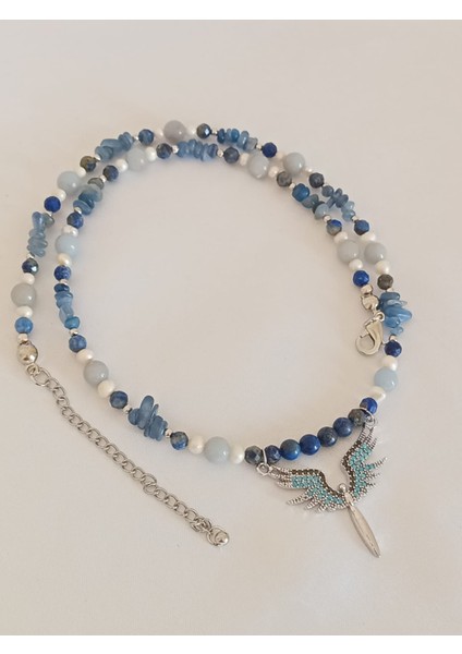 Melek Figür Inci, Angelite, Kyanit, Lapis Doğal Taş 45 cm Kolye fırsatları