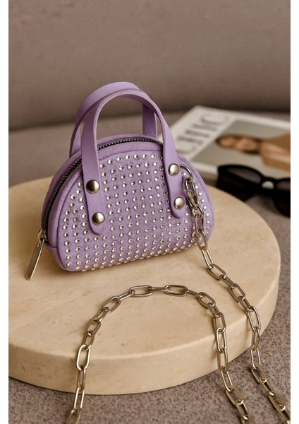 Lüks Mini Elmas Taş Işlemeli El ve Omuz Çantası