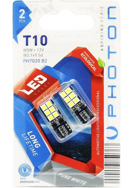 T10 LED Ampül 12 Ledli Park-Plaka-Iç Aydınl. PH7020B2 2li