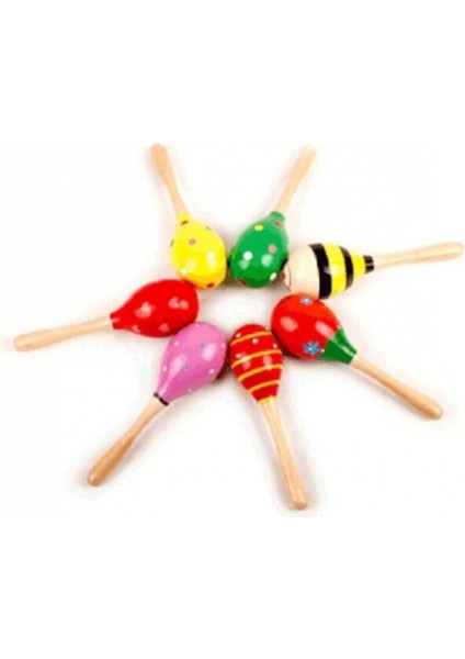 Renkli Ahşap Marakas Boncuklu Ritim Çıngırağı Çocuklar Için Eğitici ve Eğlenceli Müzik Aleti (7 Adet)