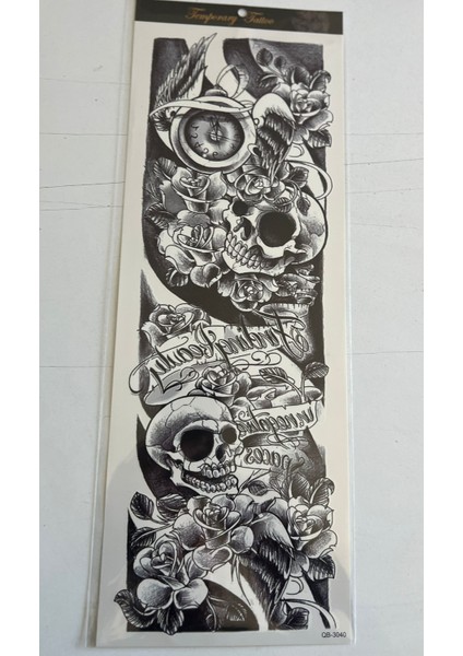 Iskelet Gül 1 Hafta Kalıcı Tam Kol Kaplama Bacak Yapıştırma Geçici Dövme 46 cm