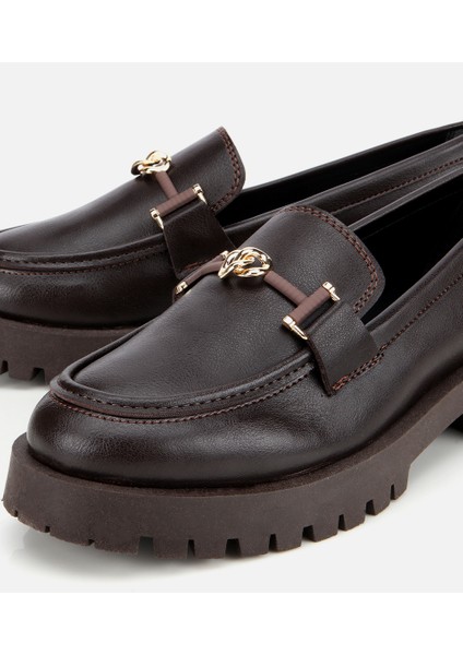01AYH314700A480 KADIN Kahverengi Kalın Tabanlı Klasik Loafer modelleri