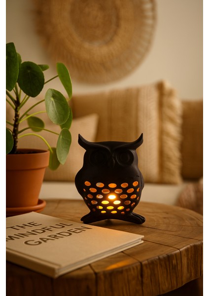 3D Dekoratif Baykuş Mumluk , Tealight Mumluk , Bohem Rustik Ev Dekoru , Hediyelik Romantik Aydınlatma