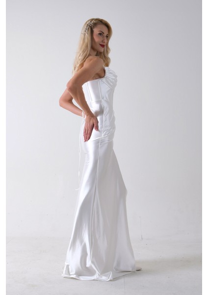 Ekru Sırtı Bağlamalı Yırtmaçlı Abiye 4522018.147 fiyatları