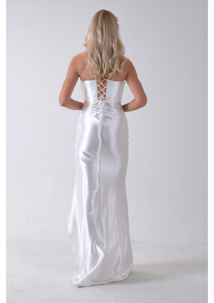 Ekru Sırtı Bağlamalı Yırtmaçlı Abiye 4522018.147 modelleri