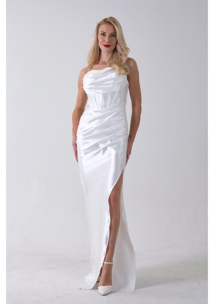 Ekru Sırtı Bağlamalı Yırtmaçlı Abiye 4522018.147 indirimleri