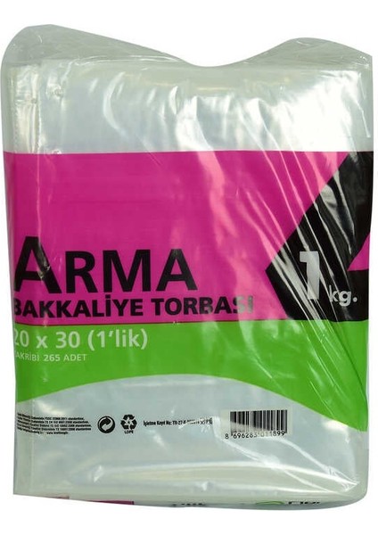 Naylon Torba Arma Şeffaf Bakkaliye Kuruyemiş Şeker Torbası 20X30 (1 Lik ) Takribi 265 Adet 1000 gr