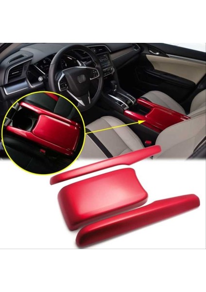 Cıvıc Fc5 Içın Uyumlu Kol Dayama 3 Parça - Kırmızı