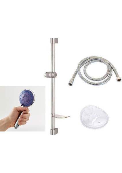 Sürgülü Duş Seti Krom Kaplama Şeffaf Sabunluklu Ayarlanabilir Yükseklik Lüks Banyo Duş Takımı fırsatları