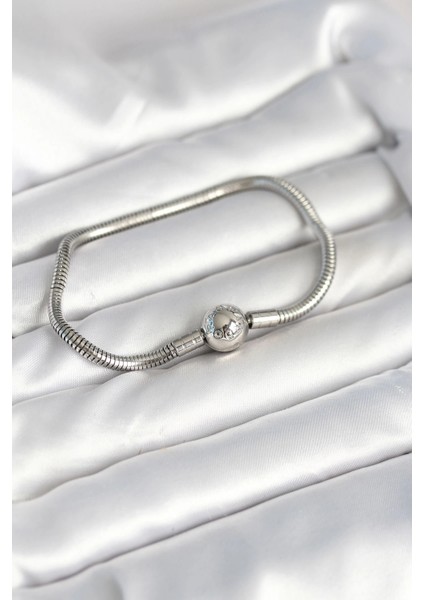 Bfs Gümüş Renk Pirinç Charm Bileklik