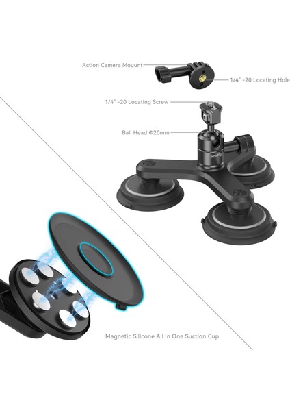 4468 Üçlü Manyetik Vakumlu Montaj Destek Seti Aksiyon Kameraları Için modelleri