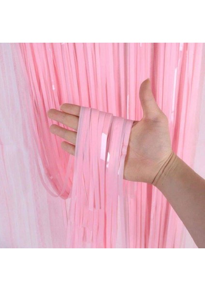 Soft Pembe Püsküllü Kapı Perdesi - Parti, Baby Shower, Cinsiyet Partisi 1x2 M fiyatları