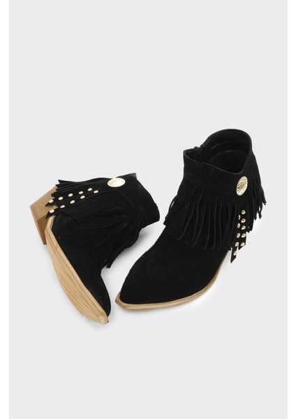 Püsküllü Hakiki Deri Fermuarlı Kadın Bot fırsatları