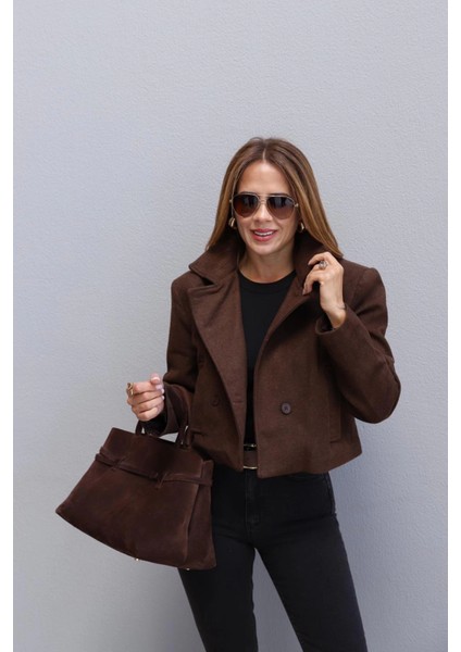 Kahve Kısa Kaşe Ceket