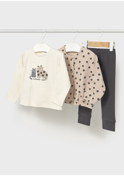 2743 Plomo Mayoral Kız Çocuk 3'lü Tayt Set