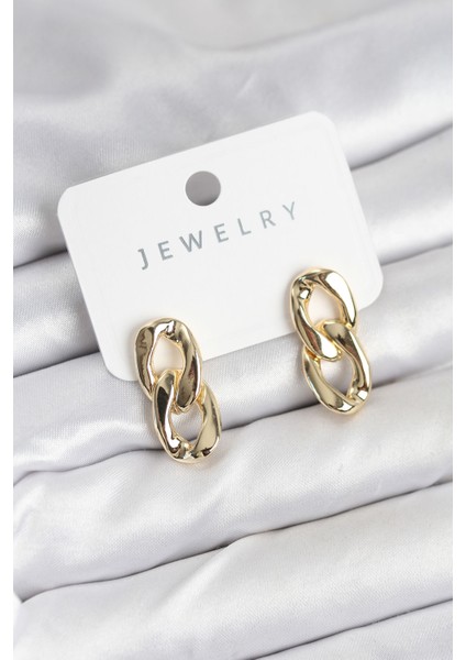 Pirinç Gold Renk Zincir Model Kadın Küpe