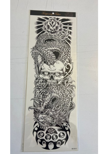 Ejderha Iskelet 1 Hafta Kalıcı Tam Kol Kaplama Bacak Yapıştırma Geçici Dövme 46 cm