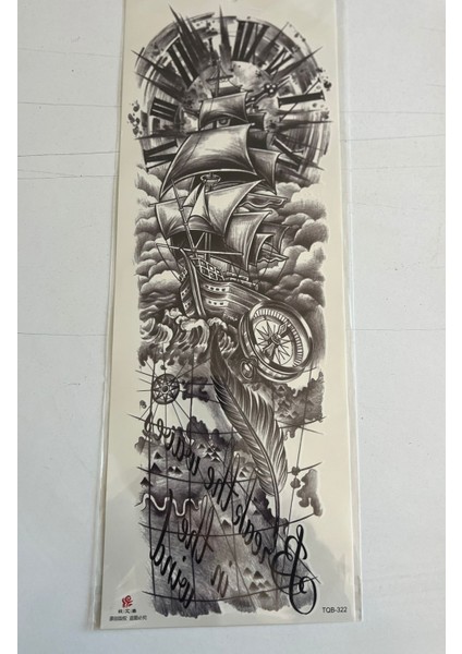 Gemi Tüy 1 Hafta Kalıcı Tam Kol Kaplama Bacak Yapıştırma Geçici Dövme 46 cm