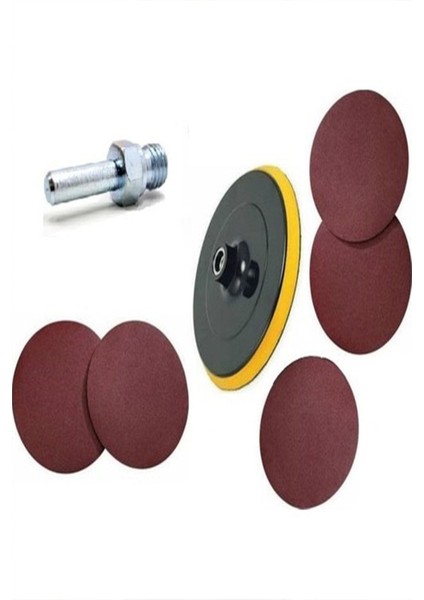 7 Parça 115'LIK Cırt Taban Zımparaları Matkapta Kullanma Aparatı Hem Ispiralde Hem Matkapta