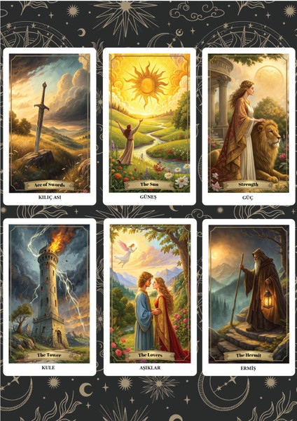 Modern Klasik Tarot Destesi - 78 Kartlık Deste