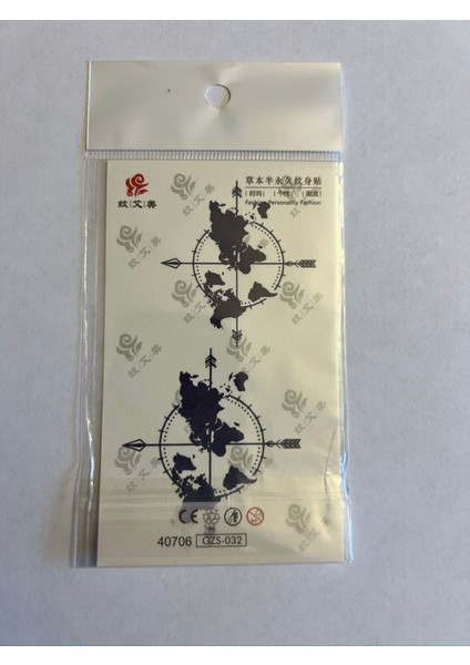 Pusula Dünya Minimal Yarı Kalıcı Hayalet Geçici Dövme Yapıştırma Dövme