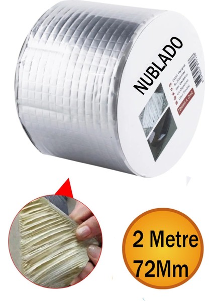 Çatı Izolasyon (72 mm x 2 Mt) Su Sızdırmazlık Geçirmez Yalıtım Çamur Boru Sakız Tamir Bant Bandı.