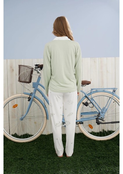 Kadın Milan Kumaş Gömlek Yaka Premium Pijama Takımı modelleri