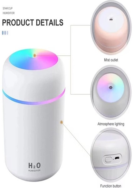 Humidifier 300 ml Ulrasonik Hava Nemlendirici Buhar Makinesi ve Aroma Difüzörü fırsatları