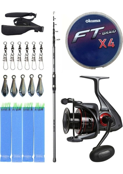 Hazır Olta Seti Okuma Alaris Light Tele Surf 420CM 100-250GR Surf Kamışı &okuma Ceymar C-8000A 7+1bb Olta Makinesi