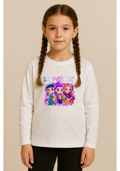Kpop Demon Hunters Hunterix Baskılı Uzun Kollu Kız Çocuk Tişört 4-13 Yaş - Huntr/x Tshirt fiyatları