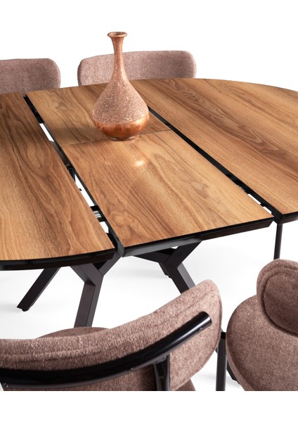 Roza Yuvarlak Highgloss Açılır Mutfak Yemek Masası 120CM fırsatları