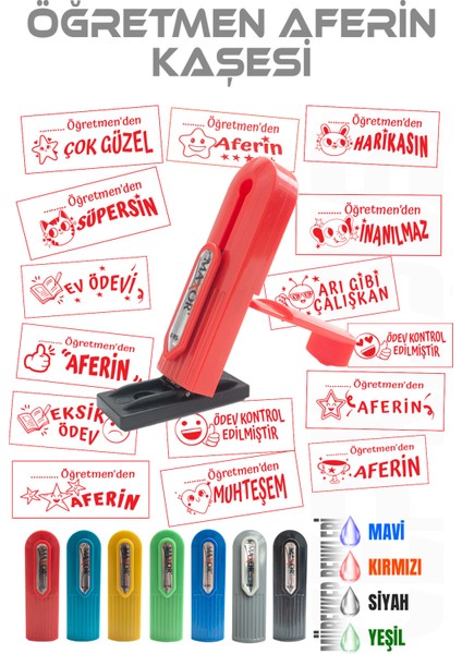 Kendinden Mürekkepli Kaşe Öğretmen Kaşesi Aferin Kaşesi Cep Kaşesi