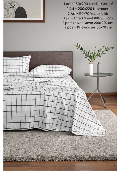 Haven Series Çift Kişilik Pamuklu Nevresim Takımı Ekose Desen – 160X200 Lastikli Çarşaf + Yorgan Kılıfı + 2 Yastık Kılıfı indirimleri