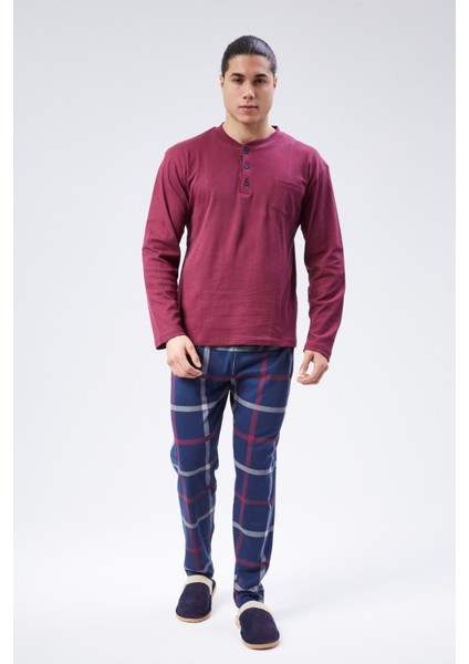 Mooncover Erkek Pamuklu Interlok Mevsimlik Pijama Takımı – Bordo fırsatları