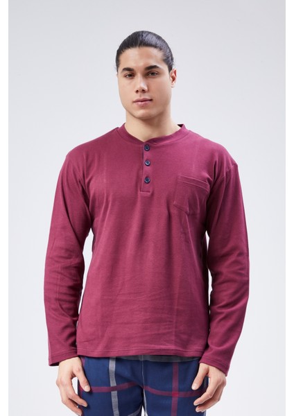 Mooncover Erkek Pamuklu Interlok Mevsimlik Pijama Takımı – Bordo