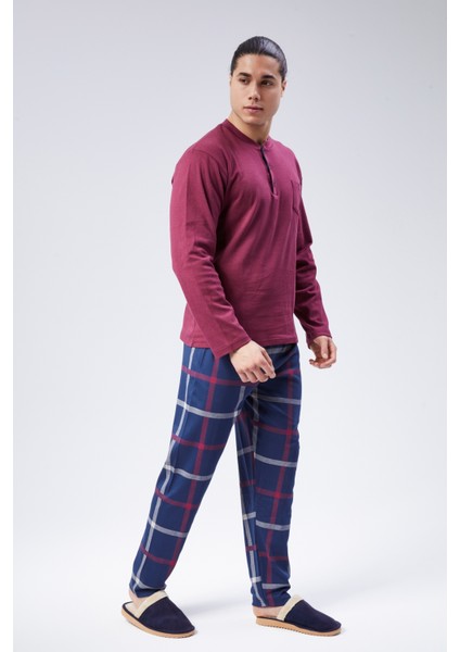 Mooncover Erkek Pamuklu Interlok Mevsimlik Pijama Takımı – Bordo