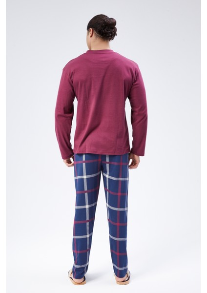 Mooncover Erkek Pamuklu Interlok Mevsimlik Pijama Takımı – Bordo modelleri