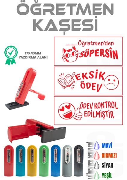 Kendinden Mürekkepli Kaşe Öğretmen Kaşesi Aferin Kaşesi Cep Kaşesi 3 Lü Set