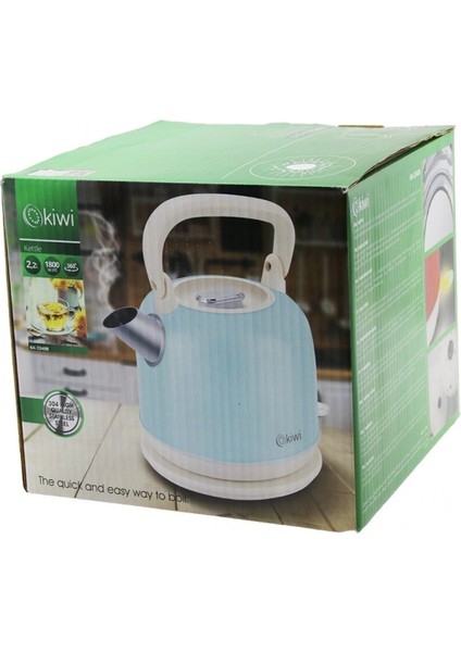 Kiwi KK-3340B Mavi Nostalji Demlik Modelçelik Kettle Su Isıtıcı 2.2lt 1800W Paslanmaz Çelik Gövde- Gizli Resiztans (4887)
