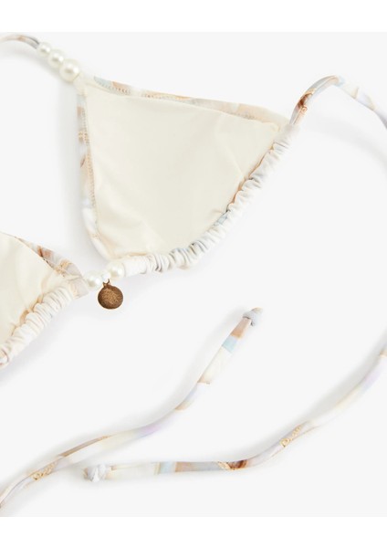 x Şahika Ercümen - Deniz Kabuğu Detaylı Soyut Desenli Üçgen Bikini Üstü modelleri