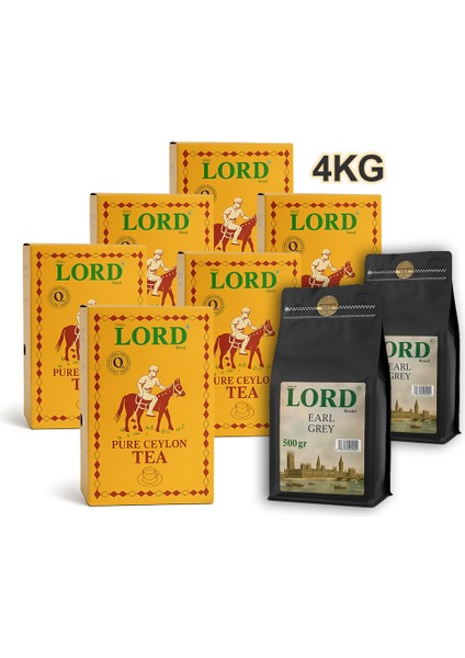 8’li Karışık Paket – 6 Adet Pure Ceylon & 2 Adet Bergamotlu Earl Grey (Kokulu) – 500G x 8 (Toplam 4 Kg) – Gerçek Seylan Filiz Çayı