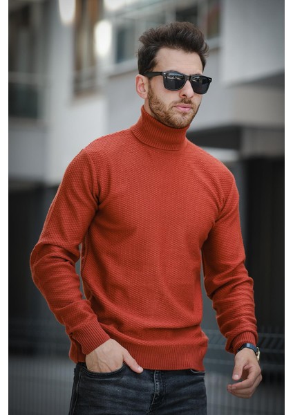 Seka 500 Slim Fit Petek Örgü Erkek Tam Balıkçı Kazak